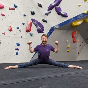 Josh performing spilts flexibility exercise