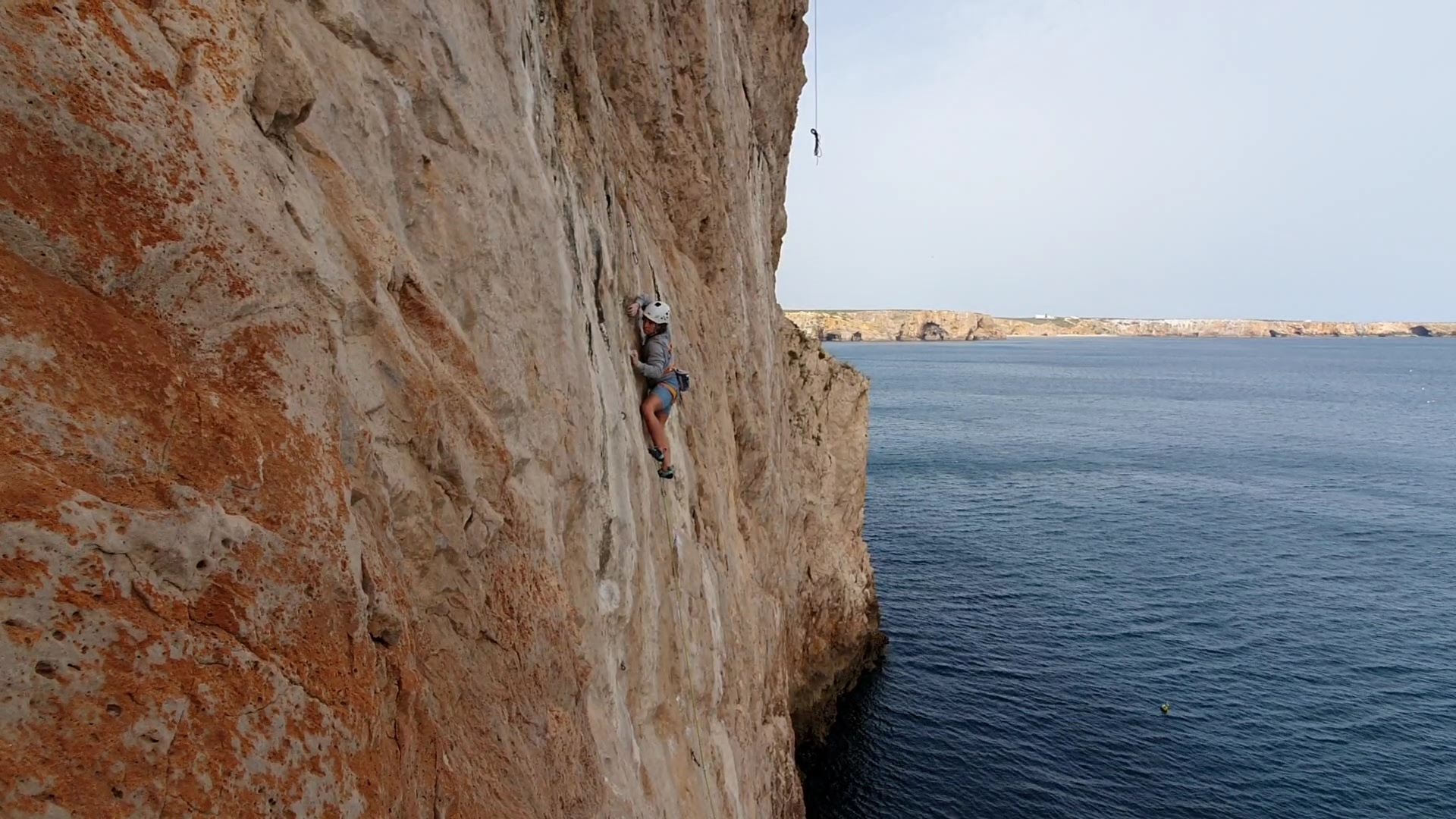 Teresa Sport climbing on a sea cliff