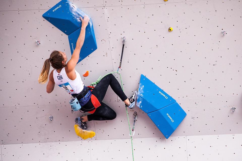 Roz in a lead climbing competition