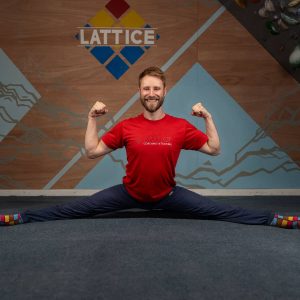 Happy climber on a Lattice Flexibility Training Plan.