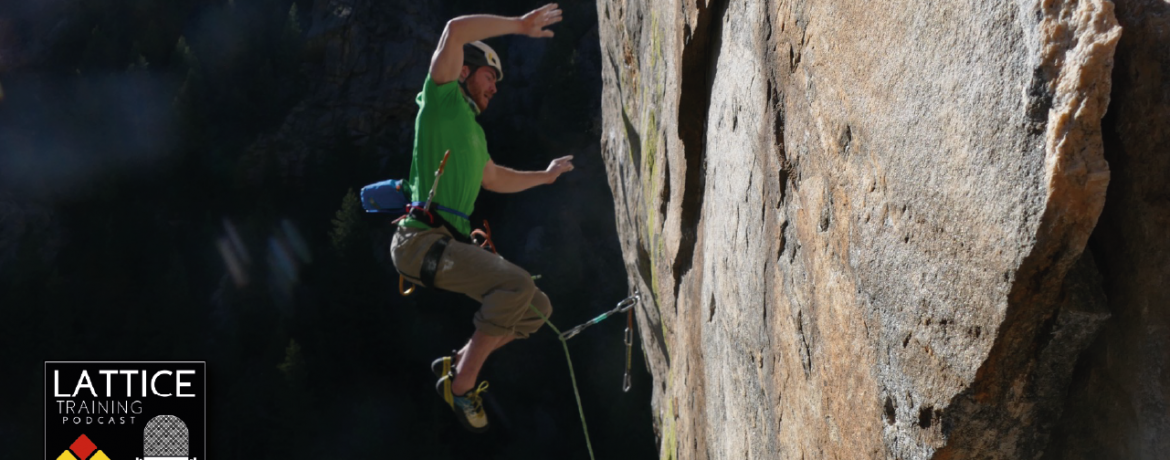 Climber (Joel May) taking a lead fall.