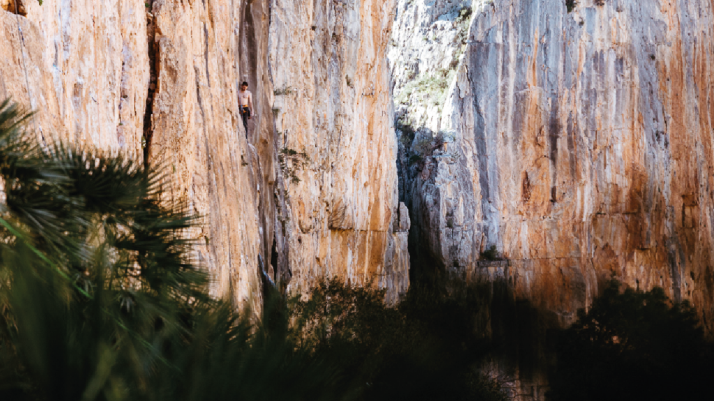 Josh Hadley taking in the view sport climbing in Chulilla