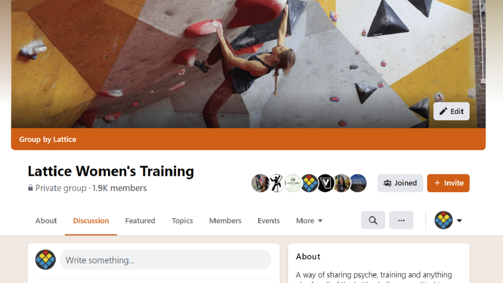 Screenshot of Lattice Womes Training Private FaceBook Group 