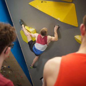Youth team climbing training