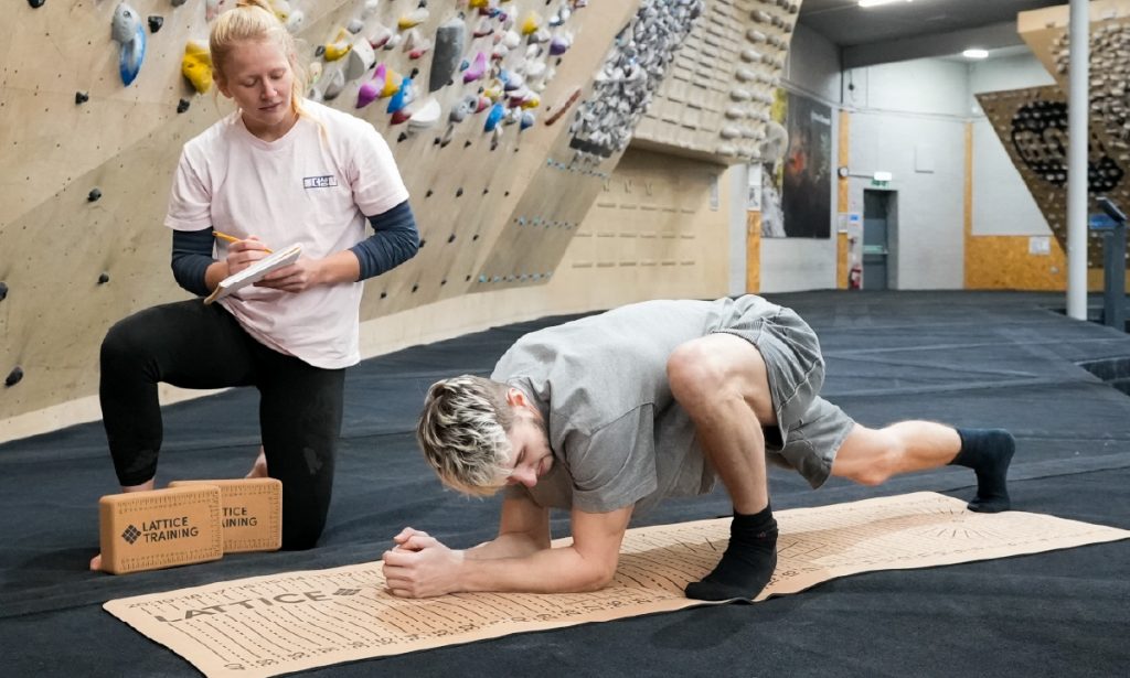 Testing flexibility using the climbers yoga mat