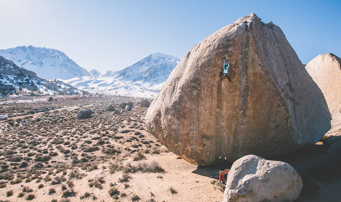 Nina Williams climbing a highball