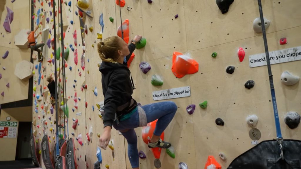 Lattice coach route climbing indoors.