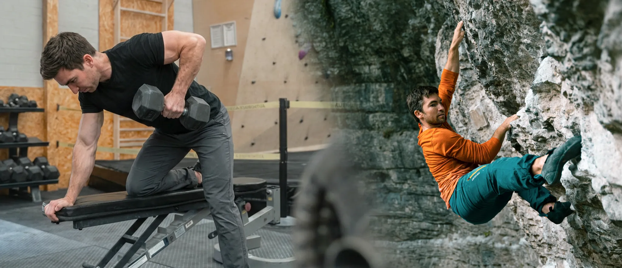 Climber training on a Lattice board