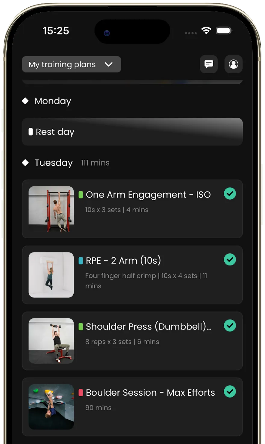 Lattice app calendar view showing scheduled training sessions